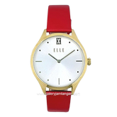 ELLE EL007-1G02L08 Red Gold Dial White Leather Strap